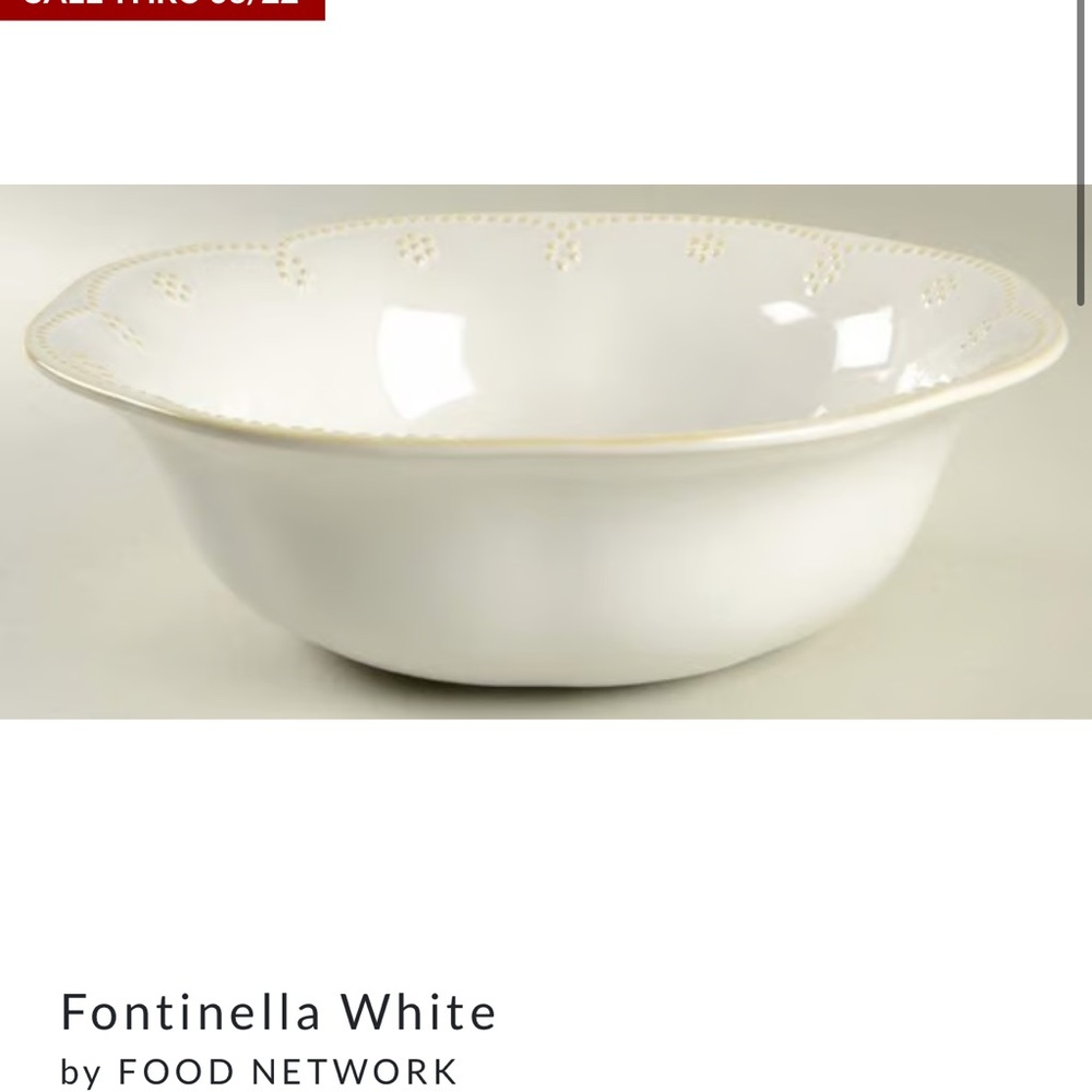 Food Network Fontinella 12 inch White Serving Bowl